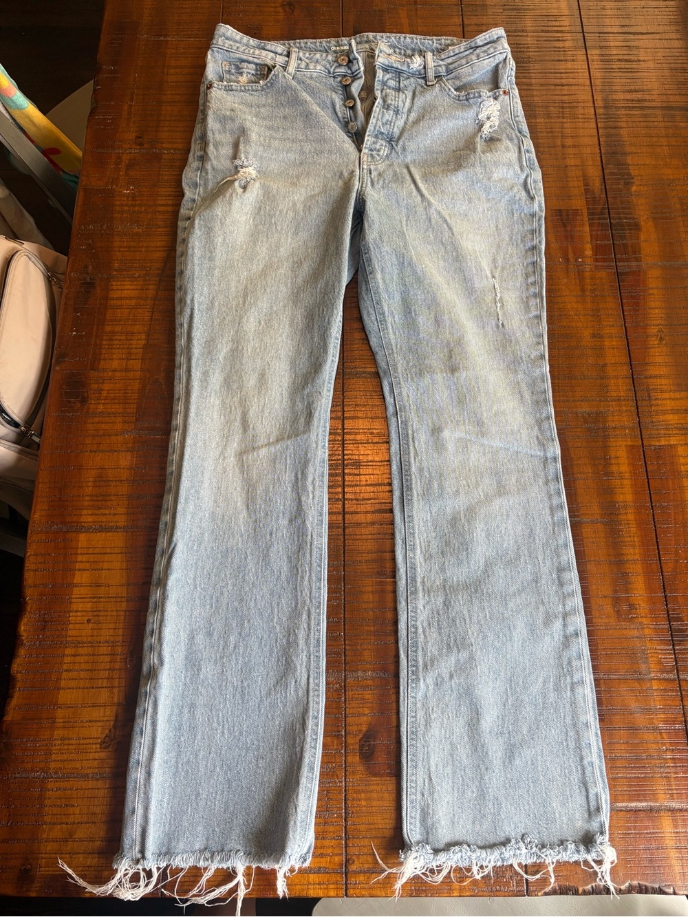 Old Navy Light Blue Flared Distressed Jeans